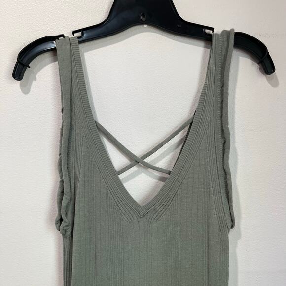 Daily Practice Anthropologie Ribbed Midi Dress Size S Sage Green Minimal Chic - Picture 8 of 12